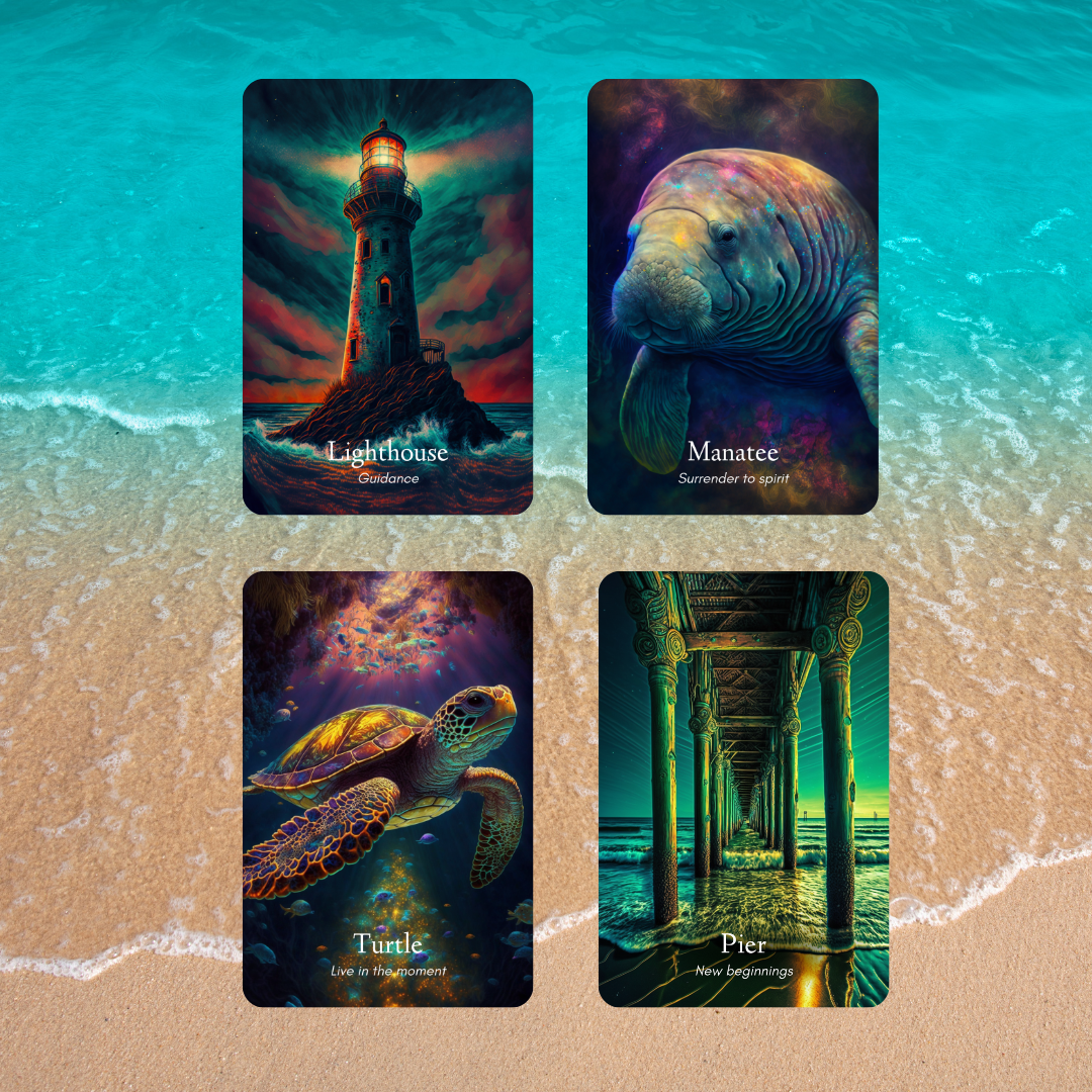 The Ocean Oracle Deck by Hattie Thorn. Original Design 45 Card Deck  Including Fully Detailed Booklet and Ocean Oracle Rigid Box