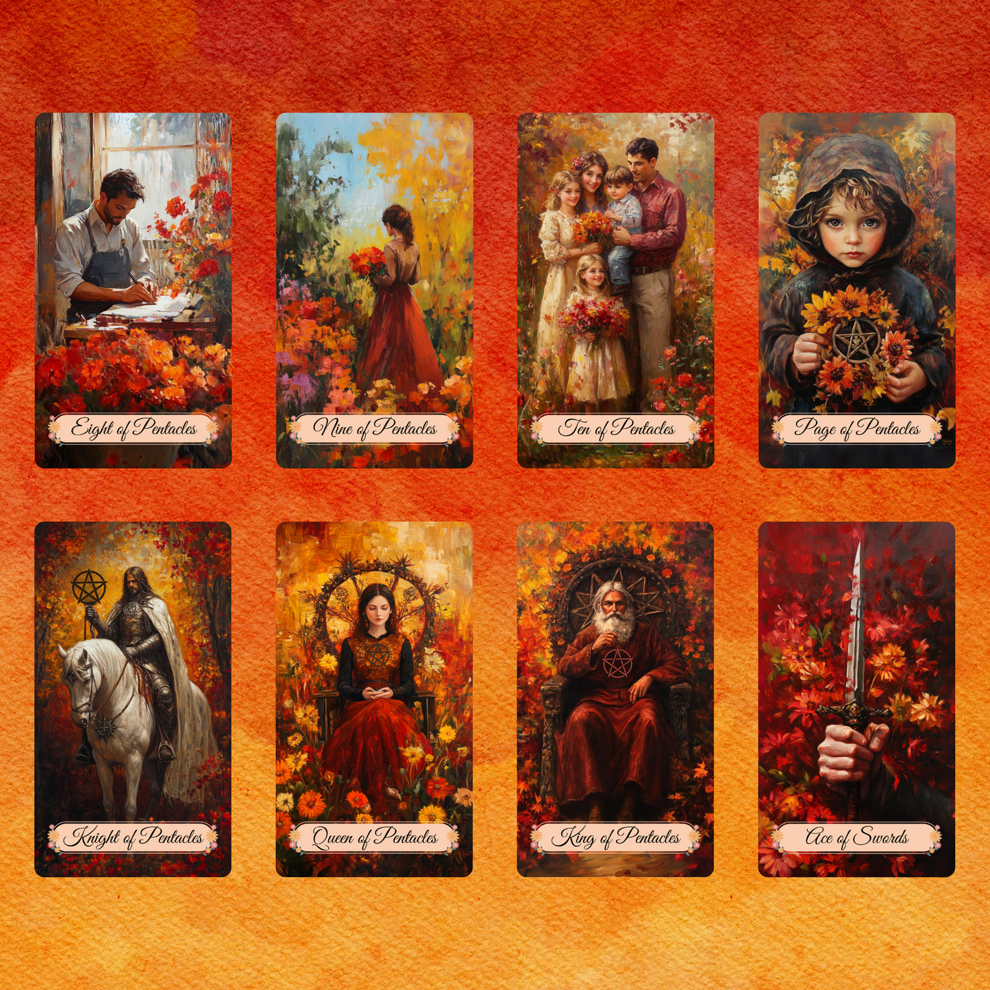 Autumn Fields Tarot by Hattie Thorn. Original Design 78 Card Deck Based on Rider Waite including Autumn Fields Tuck Box