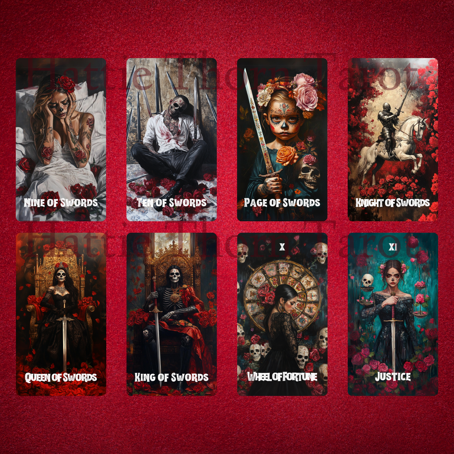 Memento Mori Tarot by Hattie Thorn. Original Design 78 Card Deck Based on Rider Waite including Memento Mori Tuck Box