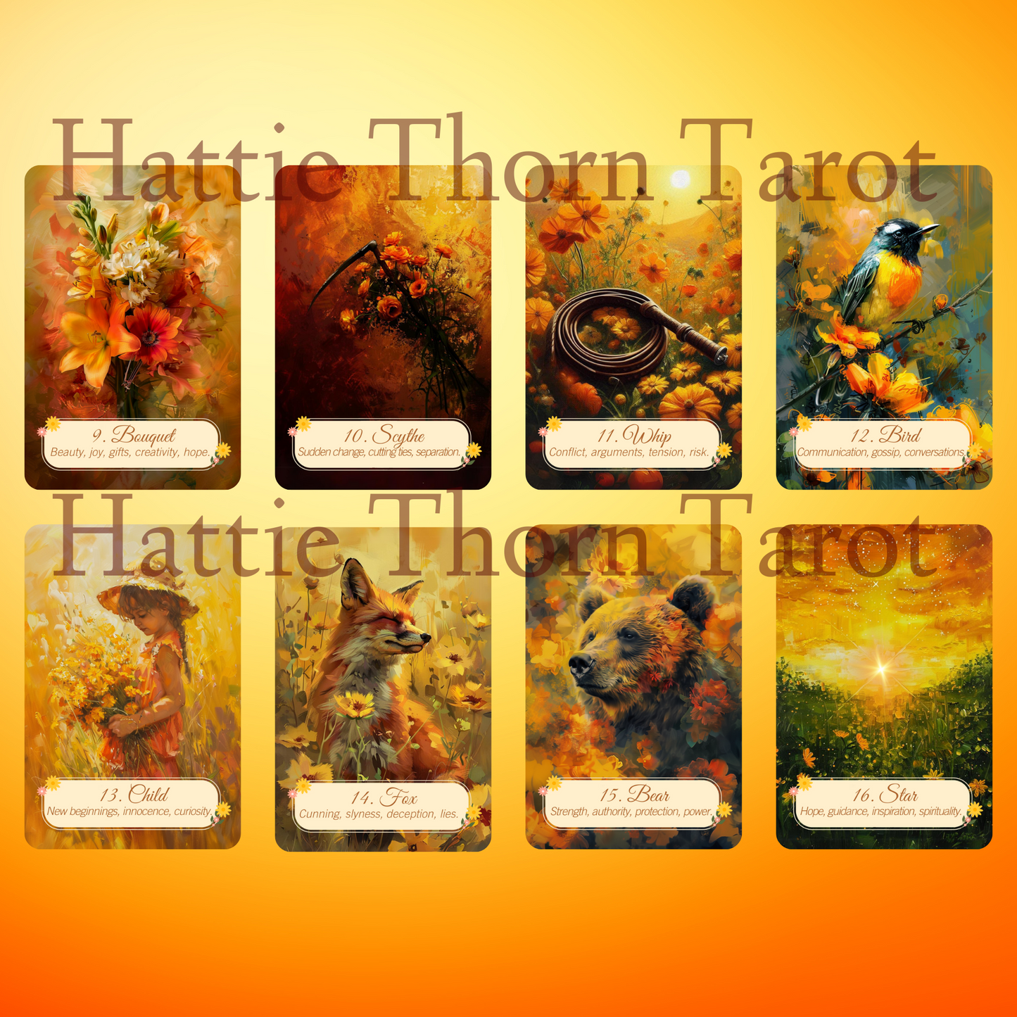 Summer Meadows Lenormand by Hattie Thorn. Original Design 45 Expanded Deck including Summer Meadow Tuck Box