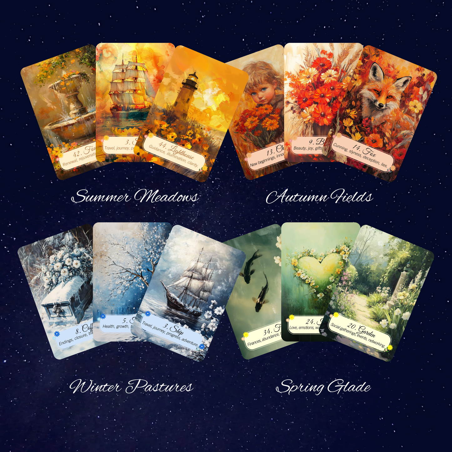 New! The Four Seasons of Tarot Complete Lenormand Bundle - 4 Deck Special