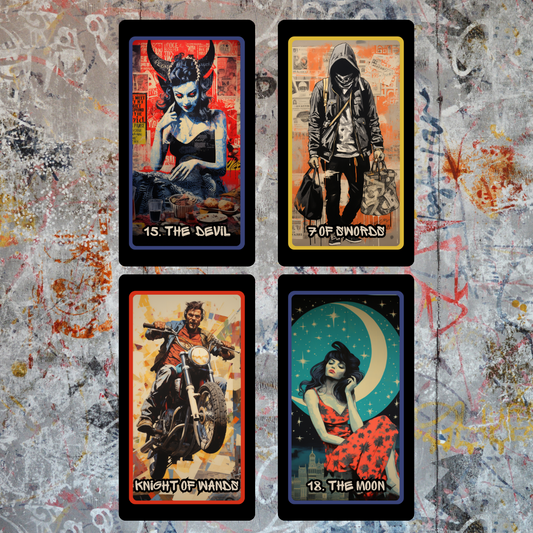 Urban Graffiti Tarot by Hattie Thorn. Original Design 78 Card Deck Based on Rider Waite including Urban Graffiti Tuck Box