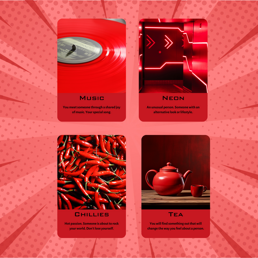 Crimson Kiss Love Oracle by Hattie Thorn. Original Design 60 Card Love Deck including Plain Tuck Box