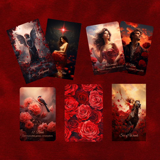 Scarlet Rose Love Tarot and Lenormand Bundle by Hattie Thorn. 2 Deck Special!