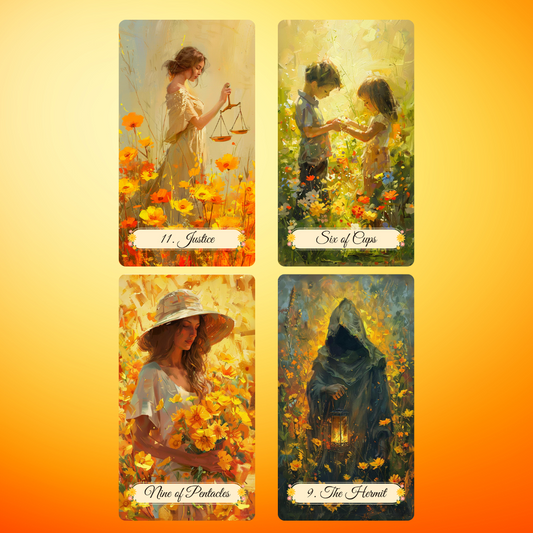 Summer Meadow Tarot by Hattie Thorn. Original Design 78 Card Deck Based on Rider Waite including Summer Meadow Tuck Box