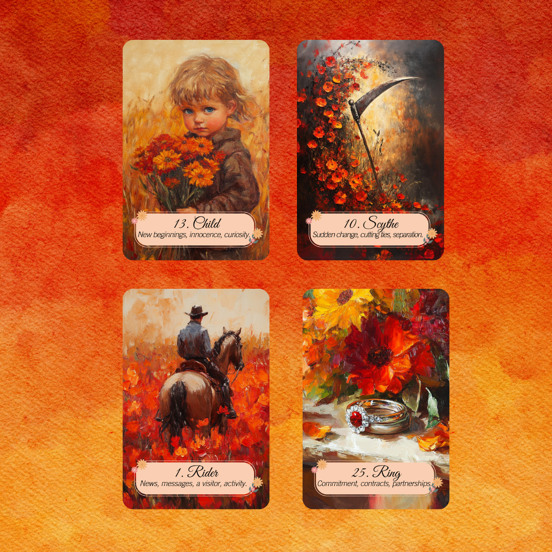 NEW!! Autumn Fields Lenormand by Hattie Thorn. Original Design 45 Expanded Deck including Autumn Fields Tuck Box